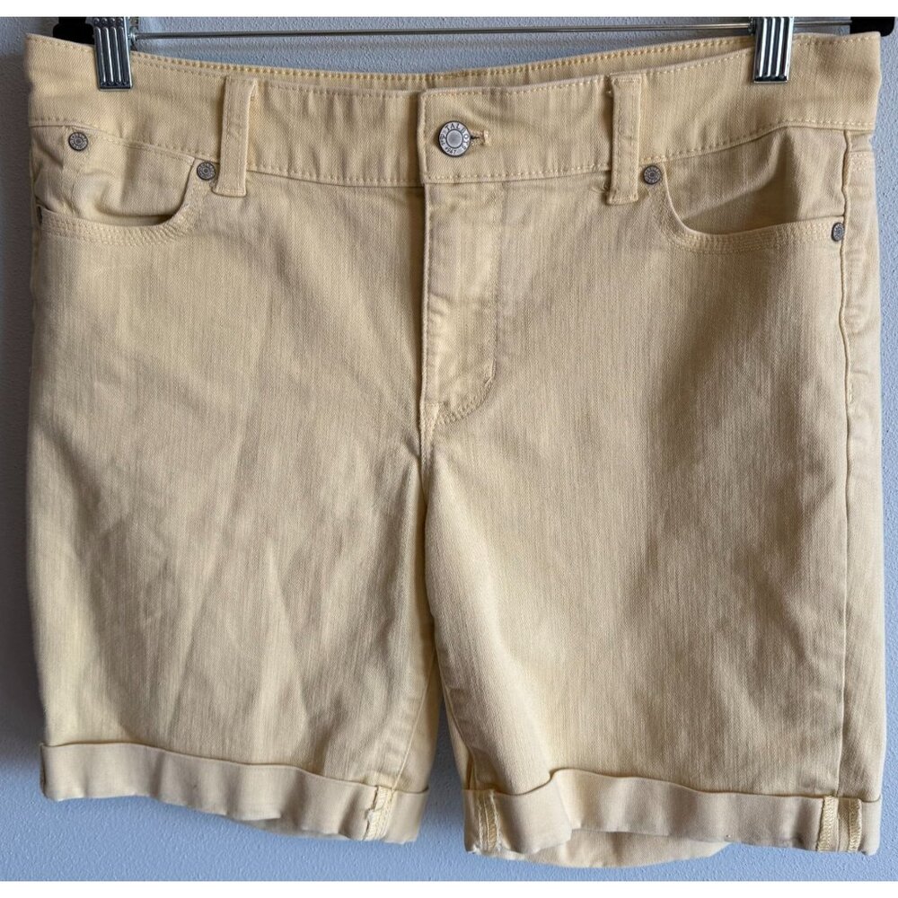 Talbots‎ Womens Yellow Boyfriend Jean Short 10P Folded Hem Flawless 5 Pocket